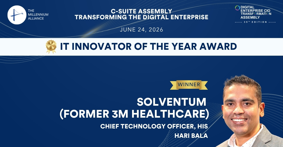 Hari Bala, Chief Technology Officer, HIS at Solventum, Recognized with the IT Innovator of the Year Award!