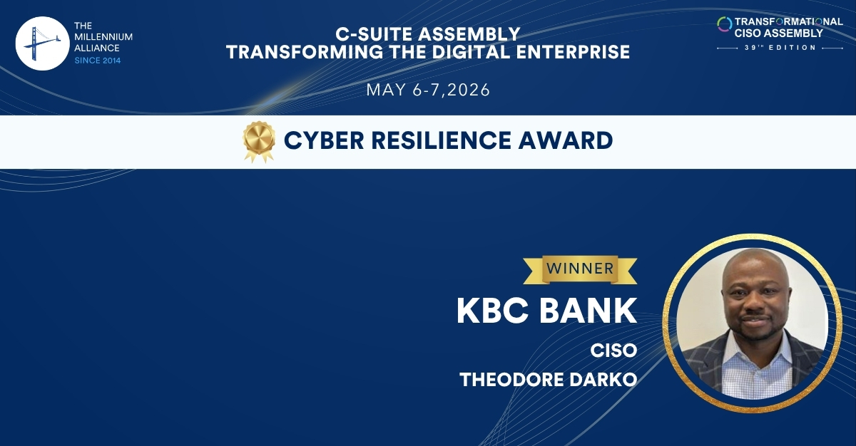 Theodore Darko, CISO at KBC Bank, Recognized with the Cyber Resilience Award!
